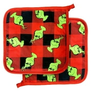 2 Pack of The Grinch Plaid Holiday Christmas Gift Kitchen Pot Holder