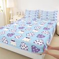 thumbnail image 4 of Feelyou Kawaii Halloween Ghost Queen Sheets, Boho Floral Flower Queen Sheet Sets, Blue, 4 Pieces, 1 Flat Sheet, 1 Fitted Sheet and 2 Pillowcases, 4 of 5