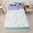 thumbnail image 4 of Castle Fairy Black Cartoon Girl Zipper Full Size Comforter Sets with Fitted Sheet and 2 Pillowcases,Dreamy Gradient Stars Print Zipper Bedding Set,Mint Green Peach Purple,4pcs, 4 of 6