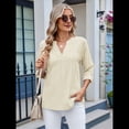 thumbnail image 4 of Blusas Casuales con Cuello en V y Ojales Bordados para Mujer, Blusas Playeras Elegantes. Albaricoque S, 4 of 10
