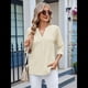 thumbnail image 4 of Blusas Casuales con Cuello en V y Ojales Bordados para Mujer, Blusas Playeras Elegantes. Albaricoque XXL, 4 of 10