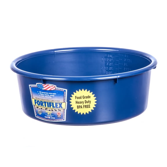 Fortiflex Mini Feed Pan for Dogs and Horses, 5-Quart, Blue