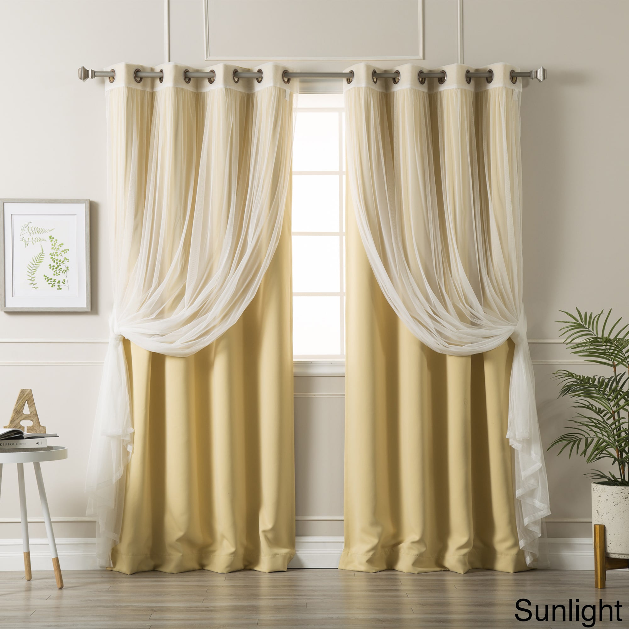 Curtain Set Blackout Sheer Tulle Square Printed Blinds for Balcony Tulle 1 Piece 