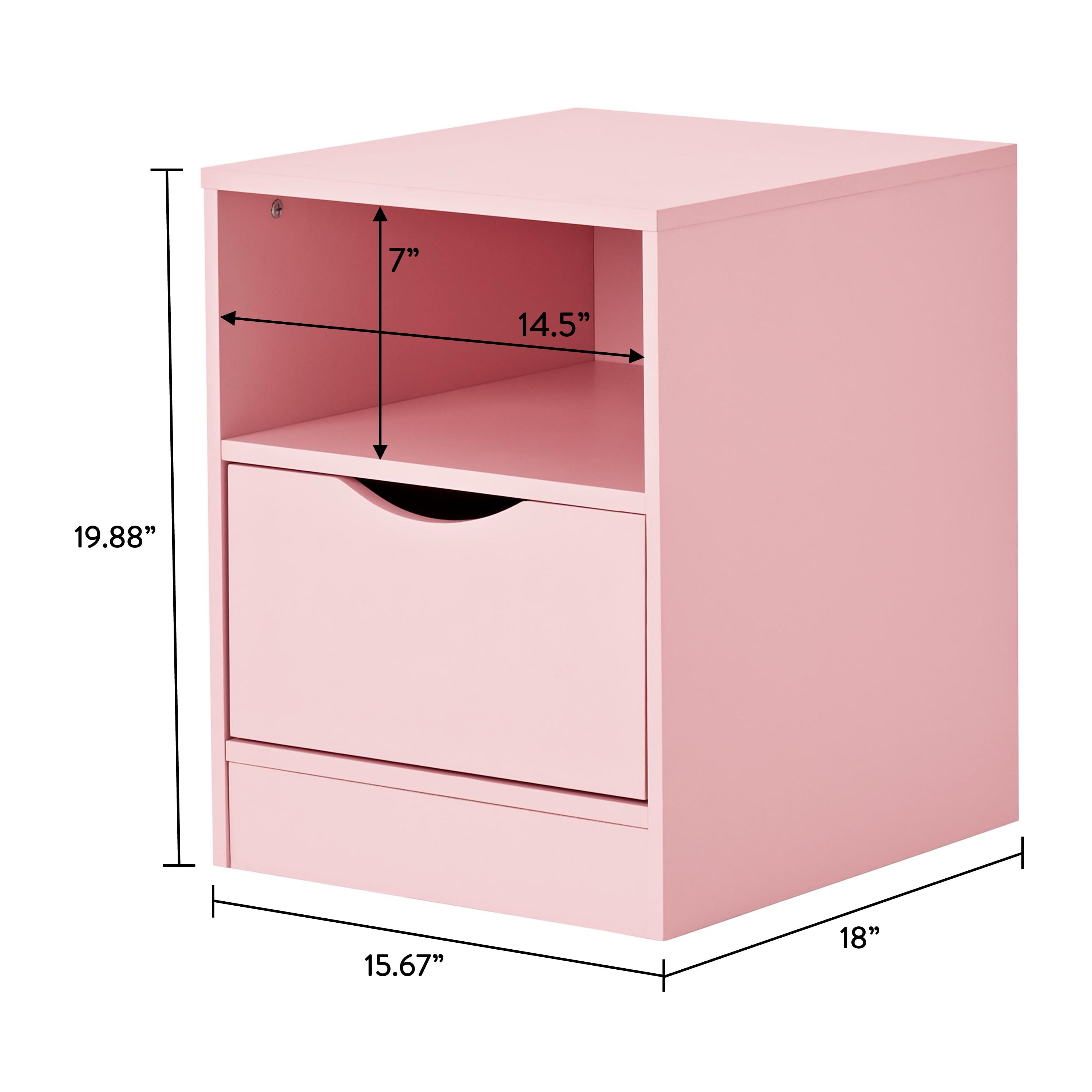 BYO Kids Nightstand with Drawer, Pink