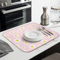 thumbnail image 3 of Floral Dish Drying Pad for Kitchen Sink Area with Daisy Design Microfiber Foldable Rack Mat Absorbent Spring Summer 16x18 Inch, 3 of 7
