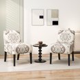 thumbnail image 2 of Gymax 4PCS Armless Accent Chair w/ Rubber Wood Legs Modern Vanity Chair for Bedroom Beige Floral, 2 of 9