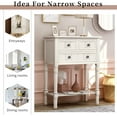 thumbnail image 7 of 23.7" Classic Console Table with Drawers for Entryway, Small Entry Table with Bottom Shelf, Rustic Sofa Table for Living Room, Dining Room, Hallway, Ivory White, 7 of 7