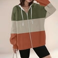 thumbnail image 2 of qucoqpe Women's Fashion Oversized Full Zip-Up Hooded Sweatshirt Fall Winter Striped Color Block Lightweight Comfy Long Sleeve Dressy Hoodie Jacket, 2 of 5