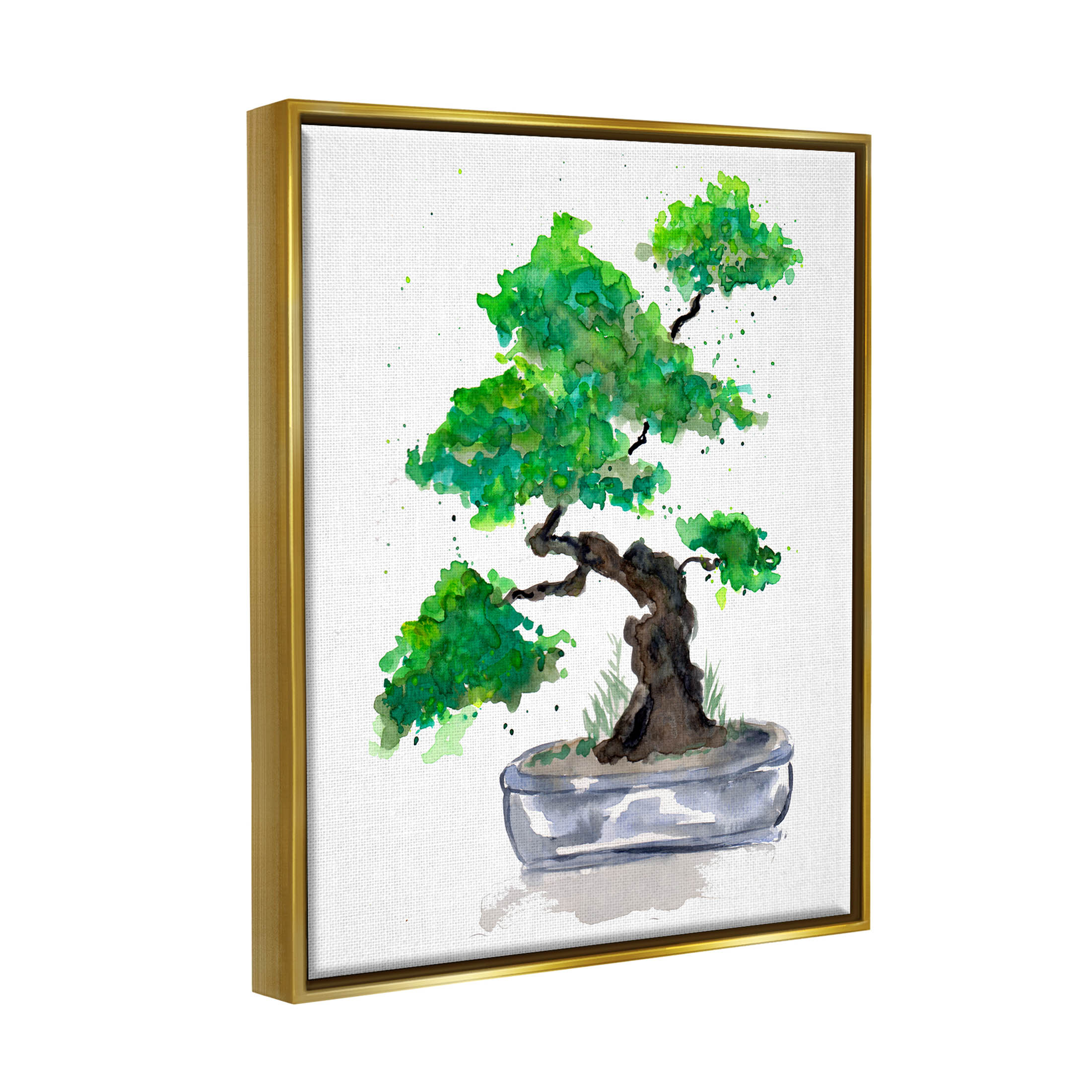 Casual Blooming Bonsai Tree Botanical & Floral Graphic Art Metallic Gold Framed Art Print Wall Art