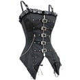thumbnail image 3 of Miss Moly Steampunk Women Corset Bustier Lace Up Overbust Buckle Zip Lingerie Black, 3 of 3
