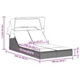 thumbnail image 2 of vidaXL Double Sun Lounger with Canopy and Cushions Black Poly Rattan, 2 of 5