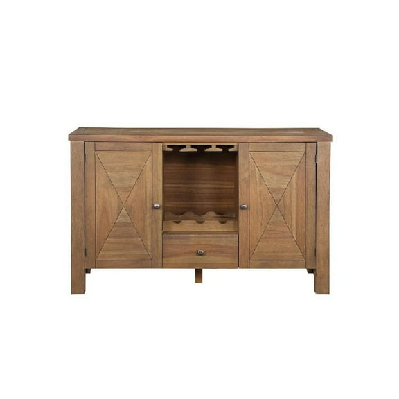 DN01133 - Server, Gray Fabric, Rustic Brown & Oak Finish - Pascaline