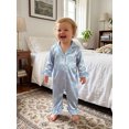 thumbnail image 5 of RUINIXCW Infant Girl Romper Pajamas Lapel V Neck Long Sleeve Ruffle Cuffs Loungewear, 5 of 6