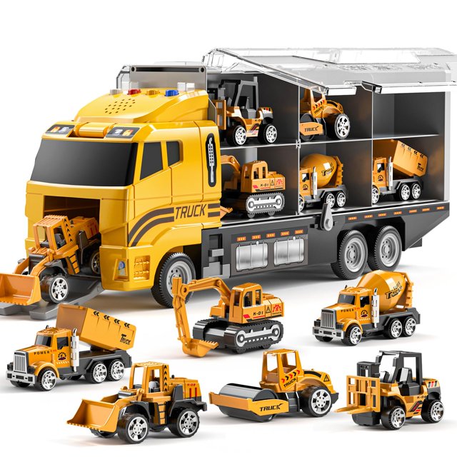 Set de coche de juguete TEMI para niños pequeños, construcción fundida a presión con tapete de juego