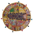 thumbnail image 3 of DK Homewares Round Ethnic Floor Pillow Cover Bohemian Mango Yellow 40 Inch Patchwork Seating Ottoman Stool Home Decor Embroidered Vintage Cotton Indian Floor Cushion Bohemian 100 cm, 3 of 5