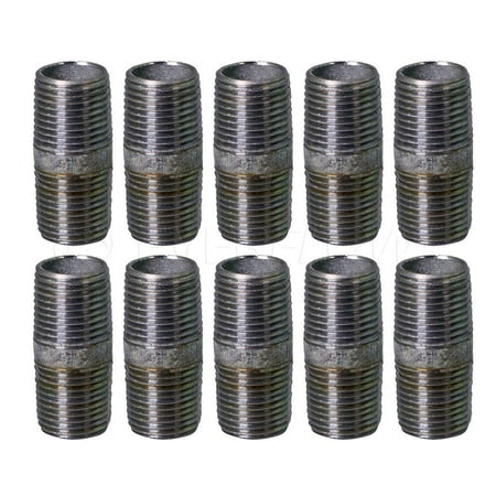 Everflow 1/2 x 3-1/2 Steel Pipe pre cut Industrial Pipe Threaded Pipe Nipples and Fittings Build Vintage DIY Furniture Galvanized (Pack Of 10)