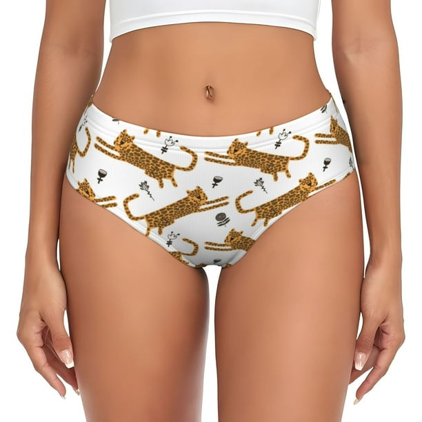Balery Leopard Print Ropa Interior de Algodón para Mujer con Dibujo – Braguitas Cómodas y Elásticas, Estilo Clásico-X-Large