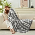 thumbnail image 5 of Amelie Home Reversible Soft Knit Throw – Plush Feather Yarn Blanket for Couch, Cable Gray 50"x60", 5 of 6