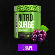 Jacked Factory NITROSURGE Pre Workout Supplement - Endless Energy, Instant Strength Gains, Clear Focus, Intense Pumps - Nitric Oxide Booster & Powerful Preworkout Energy Powder - 30 Servings, Grape