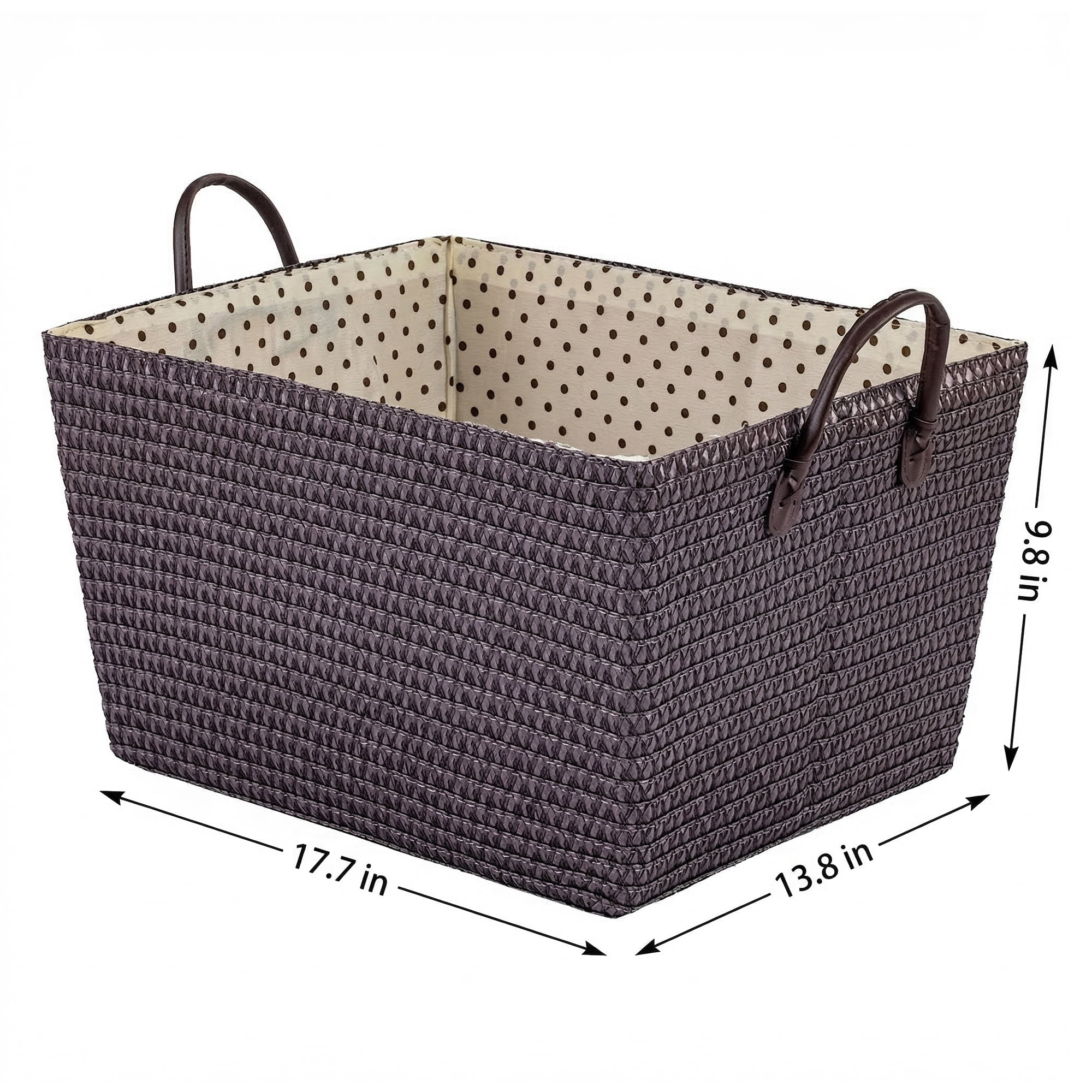 Unique Bargains Woven Storage Basket Shelf Closet Storage Bin Coffee 17.7*13.8*9.8in