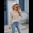 thumbnail image 4 of Blusas de Larga para Mujer, Holgadas, Elegantes, con Encaje y Cuello en V, Informales y Modernas para Usar con Leggings, Moda de Otoño Caqui S, 4 of 10