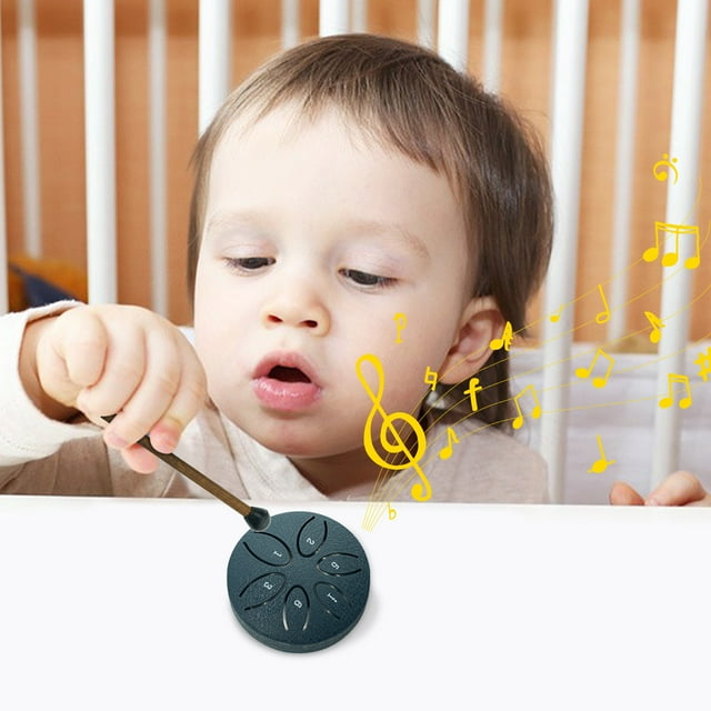 Mini tambor de lengüeta de acero Buddha Stones | Handpan de 7,6 cm con 6 tonos | Instrumento musical portátil para niños, adultos, meditación, yoga, zen, regalos