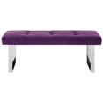 thumbnail image 3 of Posh Living Myles Tufted Velvet Bench with Stainless Steel Legs in Purple/Chrome, 3 of 8