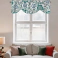 thumbnail image 2 of Teal Paisley Pattern Tie Up Valance Curtains for Windows, Kitchen Curtains Window Treatments, Boho Ethnic Floral Traditional Short Window Shades Valances for Bedroom Bathroom Cafe 42"x18", 2 of 8