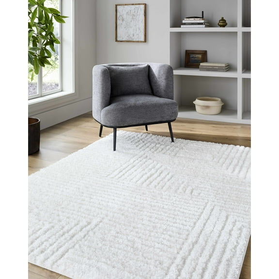 BoutiqueRugs Bulana Contemporary Area Rug - Cream, White - 5'3" x 7'