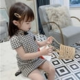 thumbnail image 3 of Toddler Baby Girl Dress Chinese Asian Qipao Plaid/Floral Printed Cheongsam Short Sleeve Summer Dress 1-6 Years, 3 of 5