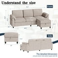 thumbnail image 2 of Sobaniilo Sectional Sofa with Movable Storage Ottoman, L-Shaped Convertible Sofa Couch for Small Living Room, Beige, 2 of 7