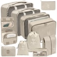 thumbnail image 2 of Travel storage bag set, digital toiletries and cosmetics refillable storage bag, clothing, shoes, luggage travel bag [9-piece cosmetic bag set], beige, 2 of 5