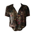 thumbnail image 4 of Bovemsi Women Cotton Shirt Printed Fashion Down Shirts Casual Tops Short Sleeve Blouse, Black Women's Summer Shirts, M, 4 of 4