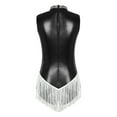thumbnail image 5 of iiniim Women's Shiny Metallic Sleeveless Fringed Bodysuit Sequins Jazz Latin Dance Dress Gymnastic Leotard Black S, 5 of 7