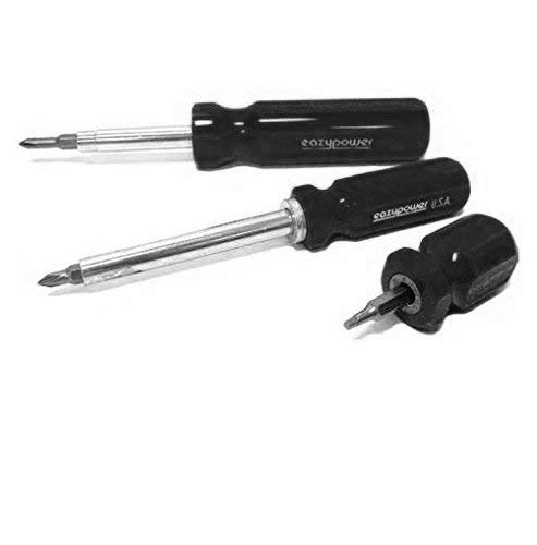 Regular 4-in-1 Screwdrivers Phillips//Slotted Eazypower 87249 3-Pack Black Stubby 2-in-1 Mini 4-in-1