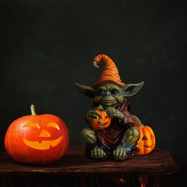Fiudx Lámpara de Calabaza de Halloween, Colgante con Iluminación Eléctrica, Artesanía de Resina Única, Decoración Minimalista para Jardín Exterior, Ambientación Festiva, Decoración Otoñal, Tamaño 19