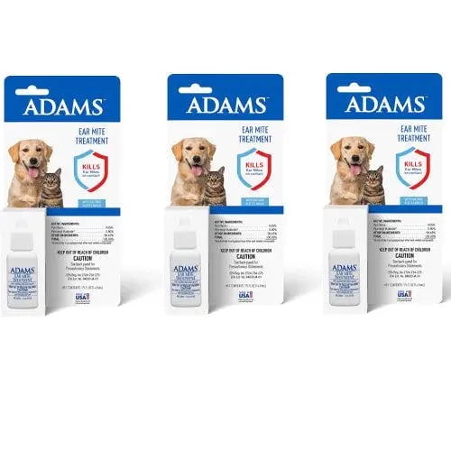Adams Flea and Tick Ear Mite Treatment Pet Care, 0.5 oz. 3-Pack