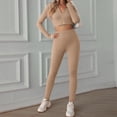 thumbnail image 2 of Trajes de 2 piezas para mujer Tops de yoga de manga larga con cremallera sólida + Pantalones largos Conjuntos con cuello en V Pantalones de yoga Wmkox8yi bvn3136, 2 of 5