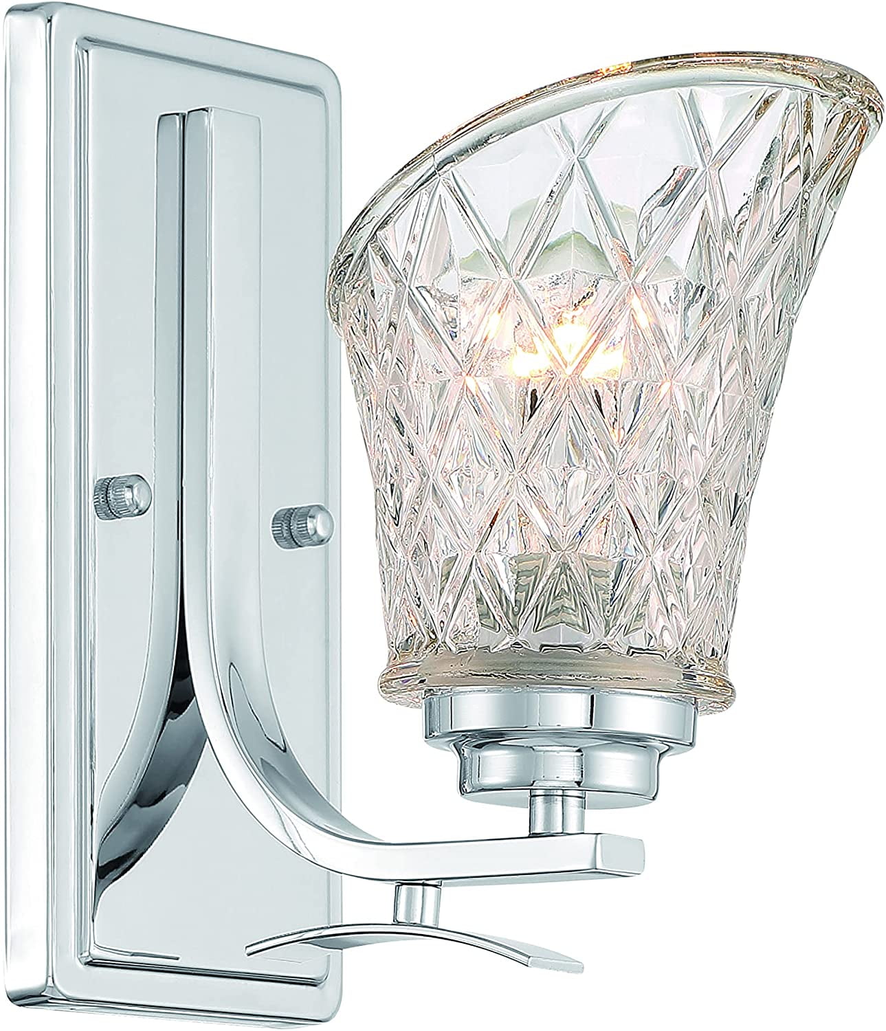 Vanity Art 1 Light Dimmable Chrome Armed Sconce Lighting | Modern Fixtures Accent Wall Lights for Bedroom Entrance Doorway Dining Room Living Room Hallway Bathroom Scones S1001CH-R03