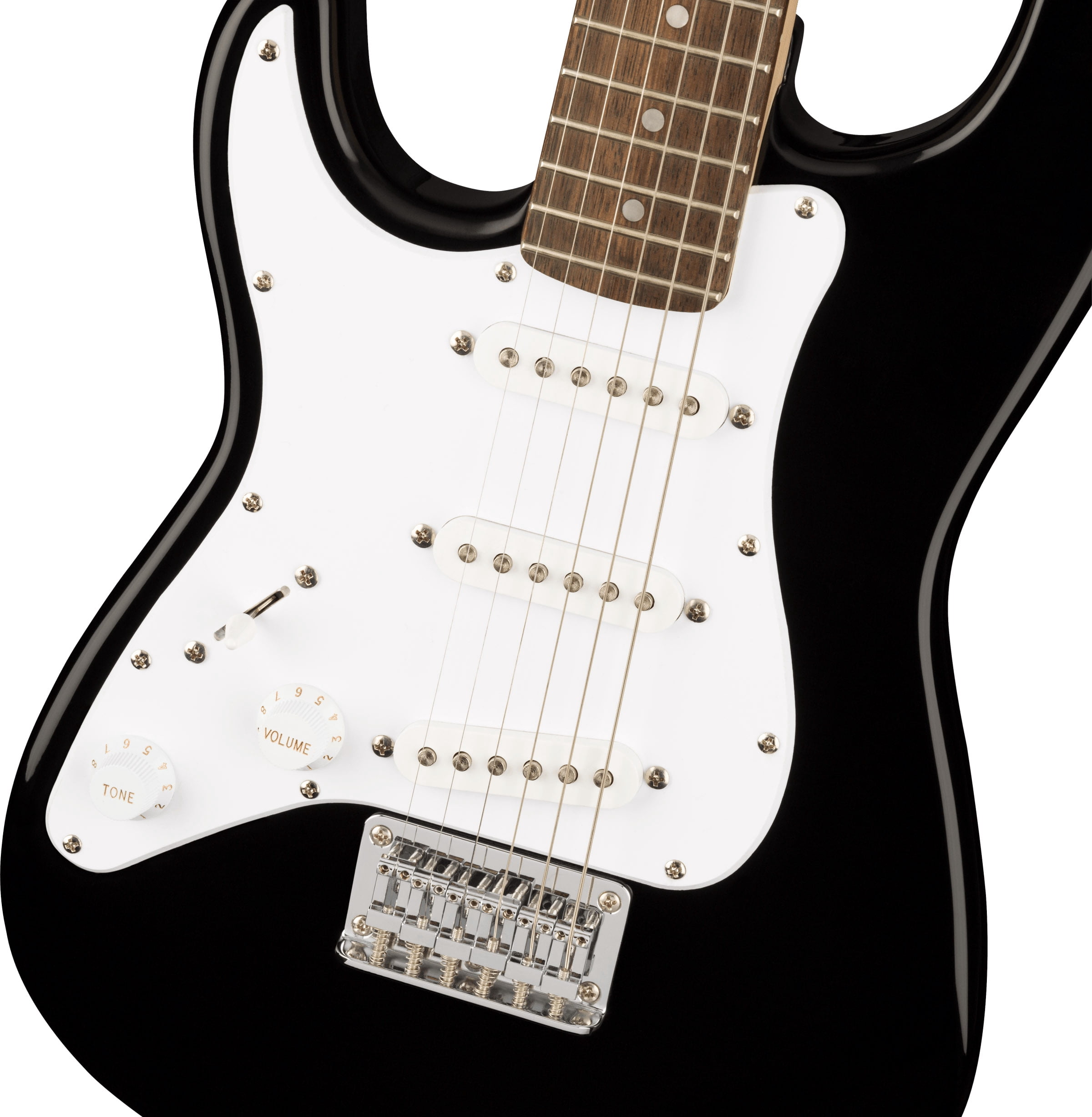 Fender Squier 3/4-Size Kids Mini Strat Electric Guitar, Left Handed - Black w/ Amplifier