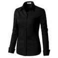 thumbnail image 2 of Doublju Women's Long Sleeve Slim Fit Button Down Dress Shirt (Plus Size Available), 2 of 5