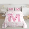 thumbnail image 2 of Homewish Girly Pink M Bedding Comforter Set for Kids, Kawaii Initial Letter Twin Comforter Sets, Cartoon Buffalo Plaid Reversible Bedding Set, Ultra Soft Bedroom Decor, 2 Pieces, 2 of 8