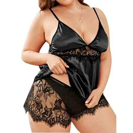 

Lingerie Dress For Women Lingerie Lace Underwire Racy Muslin Sleepwear Underwear Nightdress Two-Piece Pajamas