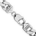 thumbnail image 2 of Diamond2Deal 925 Sterling Silver Rhodium-plated 10.75mm Figaro Chain Necklace for Men 28", 2 of 6