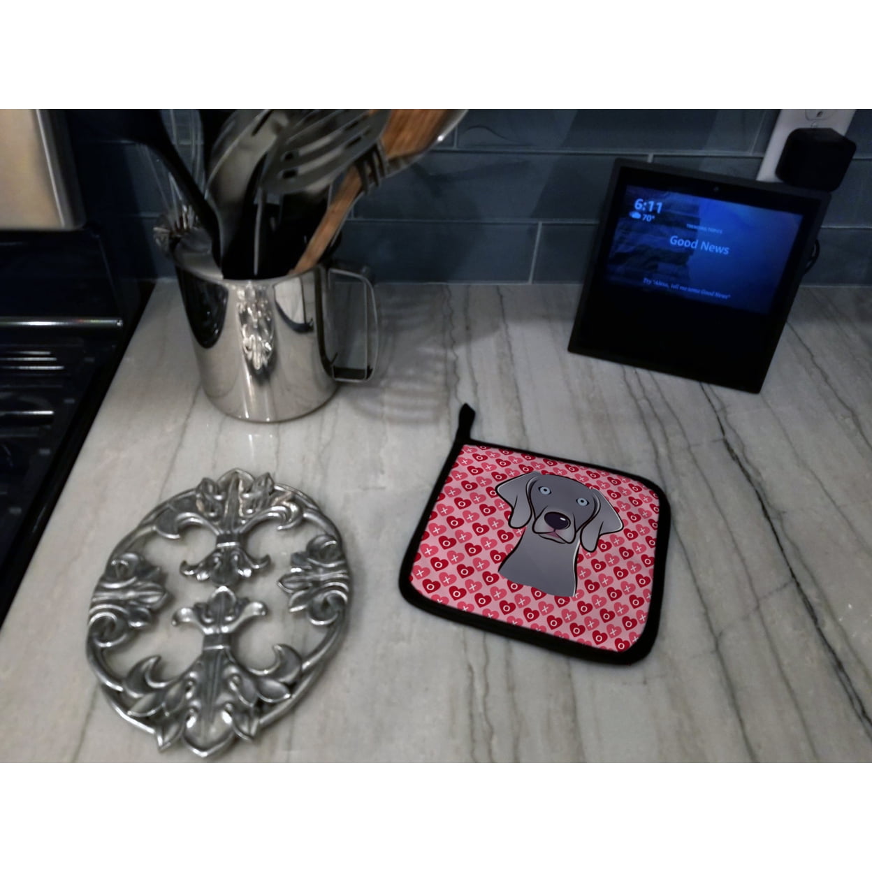 Caroline's Treasures Weimaraner Hearts Pair of Pot Holders