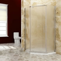 Sunny Shower Corner Neo-angle Sliding Shower Enclosure 36 1/2" W x 72" H in Chrome Finish Shower Door Frameless with 1/4 inch Frosted Glass