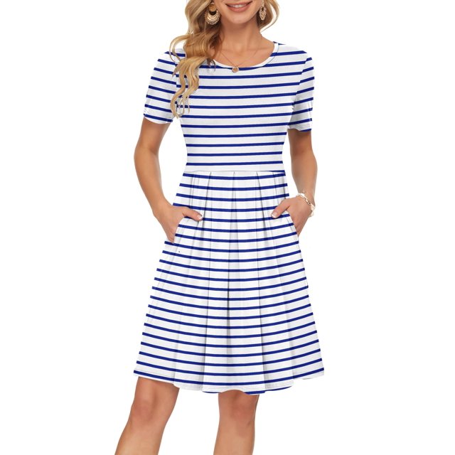 Vestido AUSELILY de verano para mujer, manga corta, largo hasta la rodilla