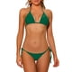 thumbnail image 1 of INSPIRAR CHIC Conjuntos de Bikini de Dos Piezas para Mujeres con Tiras Lateral, Parte Inferior Triangular de Cintura Baja, Traje de Baño Grande en Verde Oscuro, 1 of 4