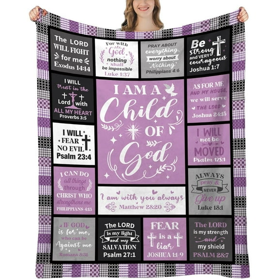 Christian Gifts for Women - Purple Christian Gifts - I Am a Child of God Blanket - Inspirational Gifts - Religious Birthday Gifts for Women, Christian Blanket