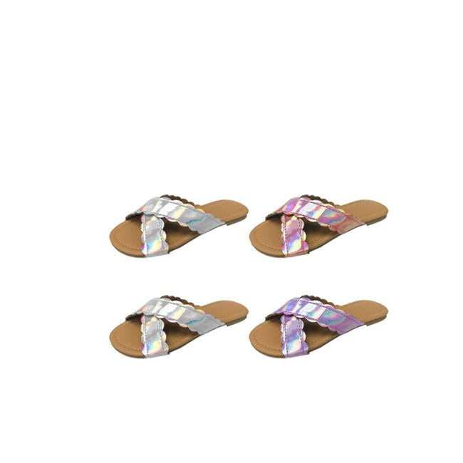 holographic slide sandals